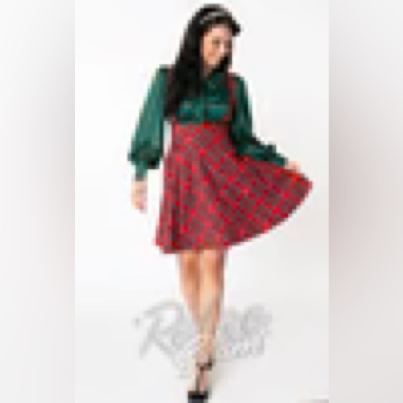 Unique Vintage Dresses & Skirts - Unique Vintage Ruth Suspender Skirt in red